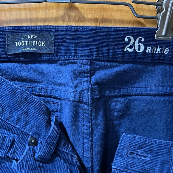 Women’s J.Crew toothpick navy corduroy size 26 ankle length pants - Picture 3 of 3